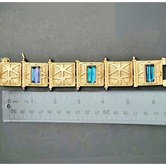 Givenchy Couture Crystal & Matte Gold Link Bracelet - Picture 2 of 7